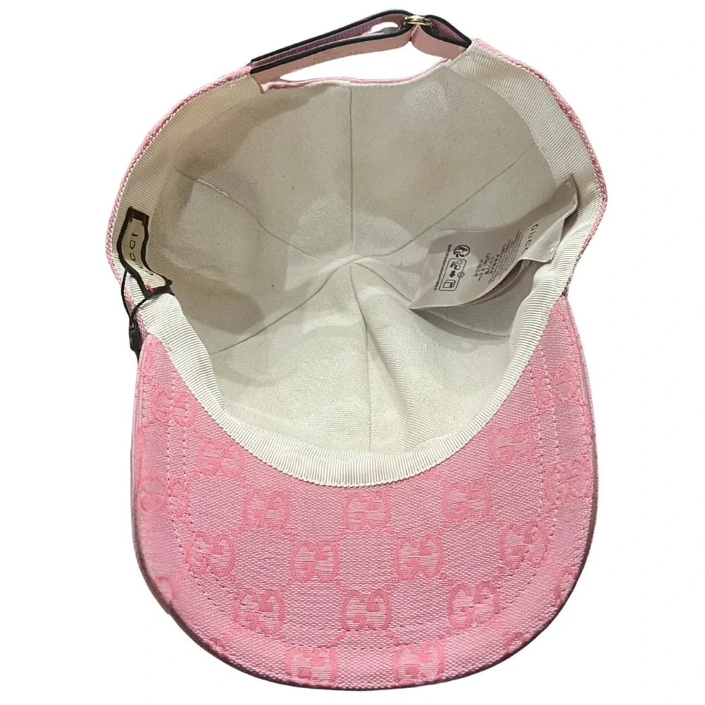 Gucci Pink GG Monogram Canvas Cotton Baseball Cap Hat - Picture 5 of 10